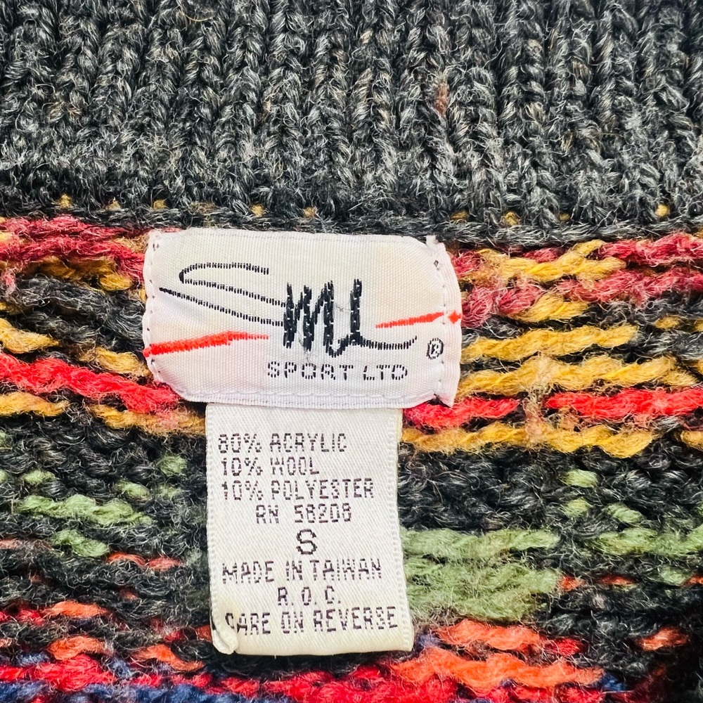 Womens Zip-Up Collard Chunky Sweater Size Small Knit Alpine Colorful Cozy Nordic - Picture 3 of 9